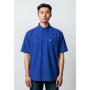 Pro Edge Mens Shirt Royal/ HU Pirates Size M NCAA Moisture Wicking Short Sleeve